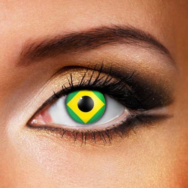 Brazil flag contact lenses