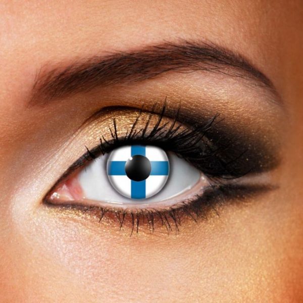 Finland flag contact lenses