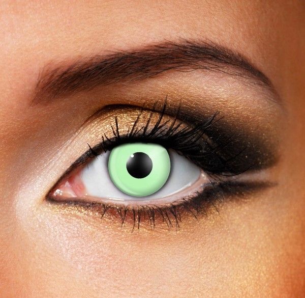 Green witches eye contact lenses