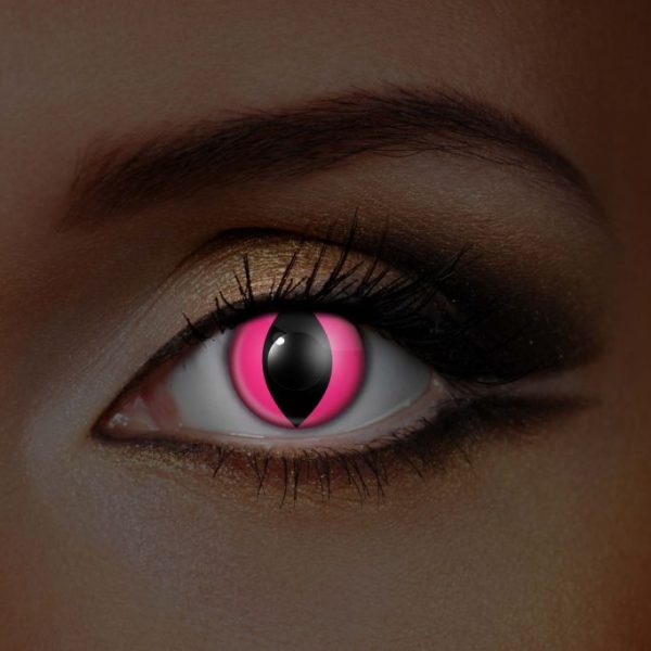 Pink cat eye UV contact lenses