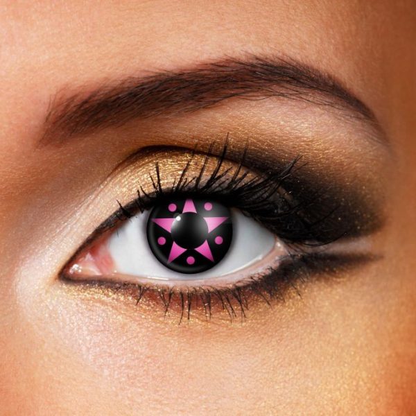 Pink star contact lenses