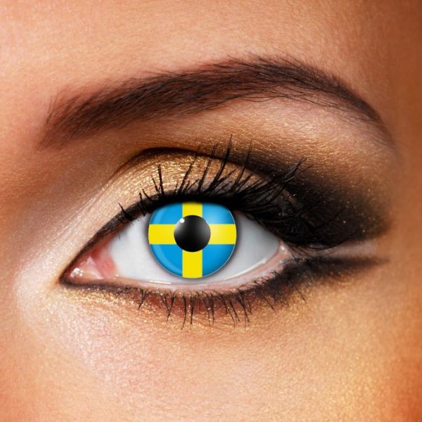 Sweden flag contact lenses