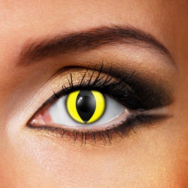 Yellow cats eye contact lenses