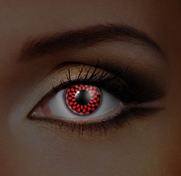 I-Glow Red & Black Checkered Contact Lenses